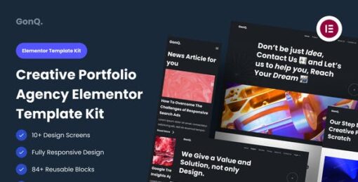 GonQ Creative Portfolio Agency Elementor Template Kit