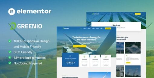 Greenio – Green Energy & Technology Company Elementor Template Kit