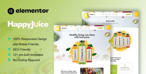 HappyJuice – Juice & Fresh Drink Elementor Pro Template Kit