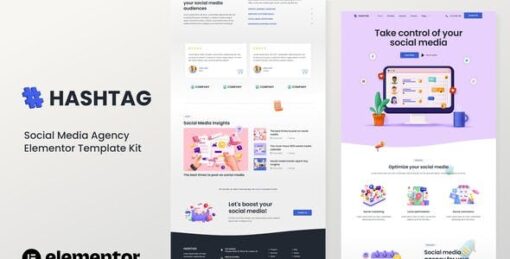 Hashtag – Social Media Agency Elementor Template Kit