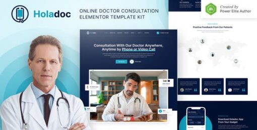 Holadoc – Online Doctor Consultation Elementor Template Kit