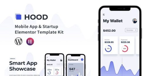 Hood – Mobile App & Startup Elementor Template Kit