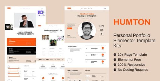 Humton – Personal Portfolio Elementor Template Kits