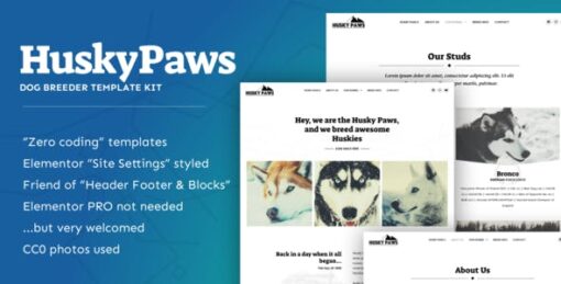 HuskyPaws – Dog Breeder Elementor Template Kit