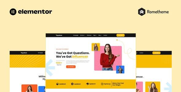 Hypebeat – Influencer Marketing Agency Elementor Pro Full Site Template Kit Hypebeat – Influencer Marketing Agency Elementor Pro Full Site Template Kit