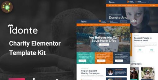 iDonte – Charity Non-Profit Elementor Template Kit