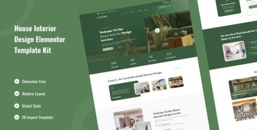 Intre – House Interior Design Service Elementor Template Kit