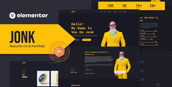 Jonk – Resume CV & Portfolio Elementor Template Kit Jonk – Resume CV & Portfolio Elementor Template Kit
