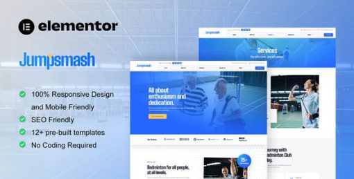 JumpSmash – Badminton Club & Sport Community Elementor Template Kit