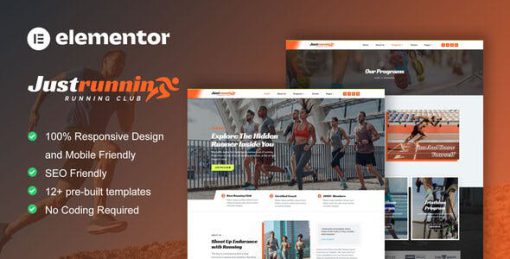 JustRunnin – Running Club Marathon & Sport Event Elementor Template Kit
