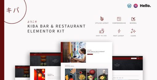 Kiba Bar & Restaurant | Elementor Kit