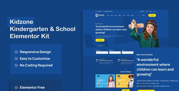 Kidzone – Kindergarten & School Elementor Template Kit Kidzone – Kindergarten & School Elementor Template Kit