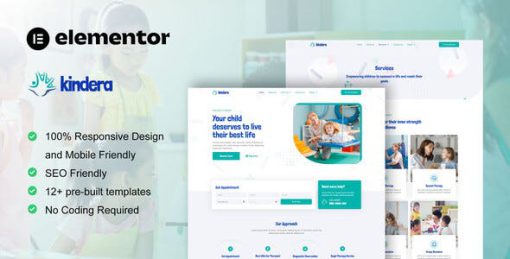 Kindera – Child Therapist & Psychologist Service Elementor Template Kit