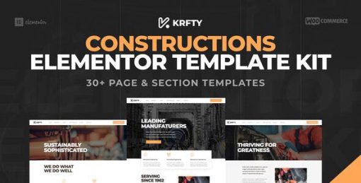 KRAFTY – Construction & Industry Elementor Template Kit