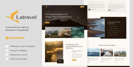 Latravel – Travel and Tour Agency Elementor Template Kit