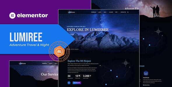 Lumieree – Adventure Travel & Night Camping Elementor Template Kit Lumieree – Adventure Travel & Night Camping Elementor Template Kit