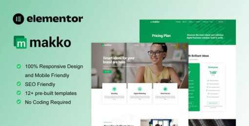 Makko – Digital Agency Elementor Pro Full Site Template Kit