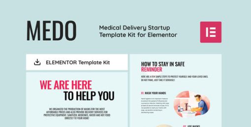MEDO – Medical Delivery Startup Elementor Template Kit