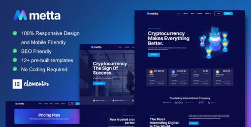 Metta – Cryptocurrency Blockchain & Bitcoin Elementor Template Kit