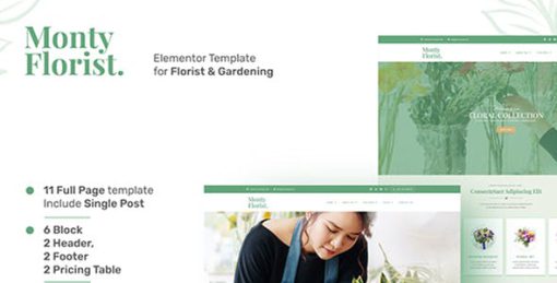 Monty Florist – Flower Boutique & Decoration Elementor Template Kit