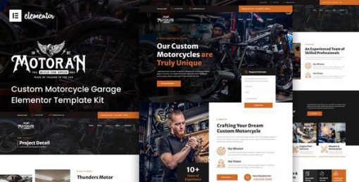 Motoran – Custom Motorcycle Garage Service Elementor Template Kit