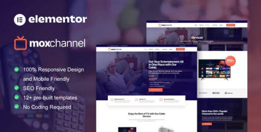 MoxChannel – TV Channel Service Elementor Template Kit