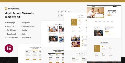 Musicine – Music School Elementor Template Kit