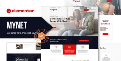 Mynet – Broadband & Internet Service Provider Elementor Template Kit