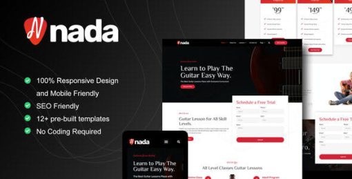 Nada – Guitar Lessons & Courses Elementor Template Kit