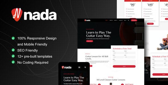 Nada – Guitar Lessons & Courses Elementor Template Kit Nada – Guitar Lessons & Courses Elementor Template Kit