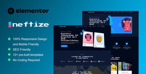 Neftize – NFT Portfolio & Digital Items Elementor Template Kit