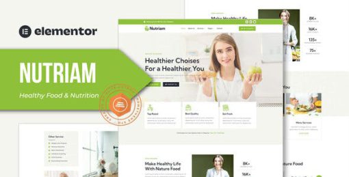 Nutriam – Healthy Food & Nutrition Service Elementor Template Kit