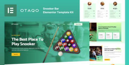 Otaqo – Snooker & Pool Bar Elementor Template Kit