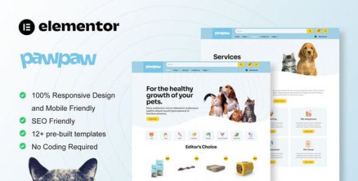 PawPaw – WooCommerce Pet Shop & Pet Care Elementor Template Kit