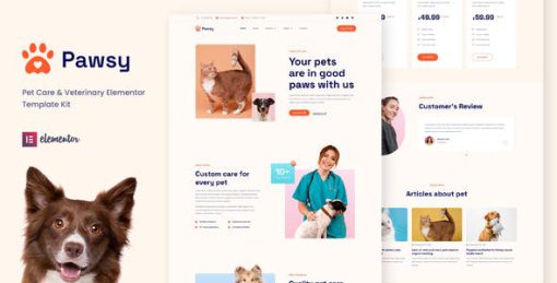 Pawsy – Pet Care & Veterinary Elementor Template Kit