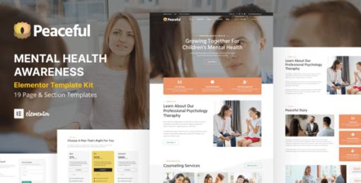 Peaceful – Mental Health Awareness WordPress Elementor Template Kit