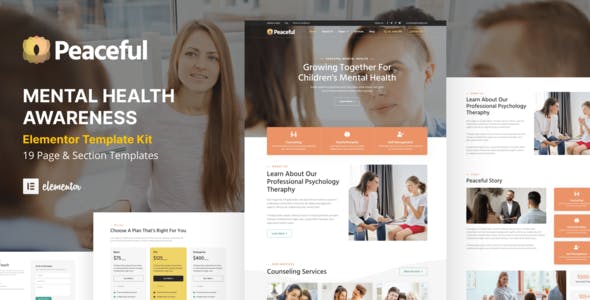 Peaceful – Mental Health Awareness WordPress Elementor Template Kit Peaceful – Mental Health Awareness WordPress Elementor Template Kit