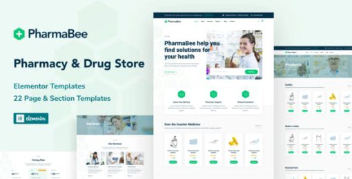 PharmaBee – Pharmacy & Drug Store Website Elementor Template Kit