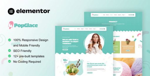 PopGlace – Ice Cream Shop Elementor Template Kit
