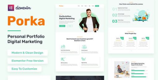 Porka – Digital Marketing Personal Portfolio Elementor Template Kit