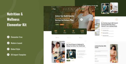 Poso – Personalized Nutrition & Wellness Elementor Template Kit