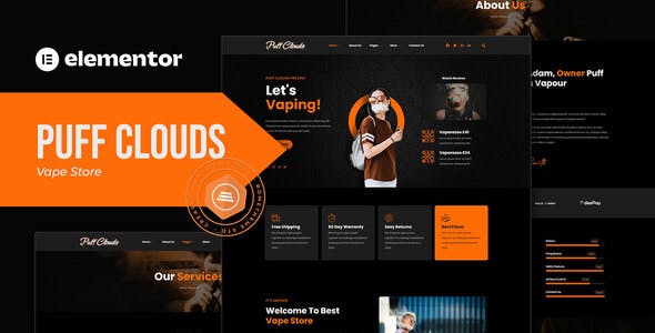 Puff Clouds – Vape Store Elementor Template kit Puff Clouds – Vape Store Elementor Template kit