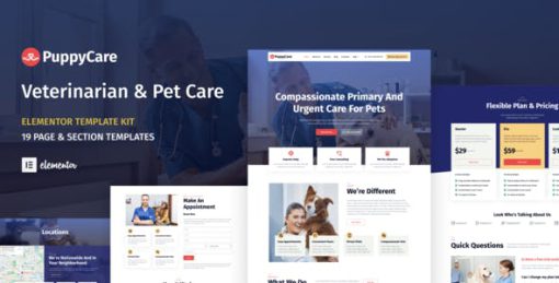 PuppyCare – Vetenarian & Pet Care WordPress Elementor Template Kit