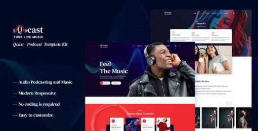 Qcast – Podcast & Music Elementor Template Kit