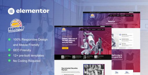 Rebound – Basketball Team & Sport Club Elementor Template Kit