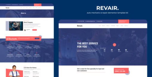 Revair – Auto Mechanic & Repair Elementor Template Kit