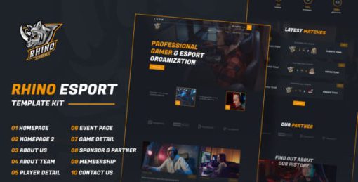 Rhino – Esports & Gaming Elementor Template Kit