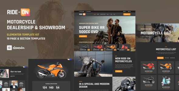 Ride ON – Motorcycle Dealership WordPress Elementor Template Kit Ride ON – Motorcycle Dealership WordPress Elementor Template Kit