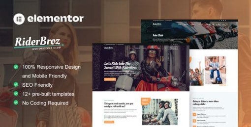 RiderBroz – Motorcycle Club Elementor Template Kit