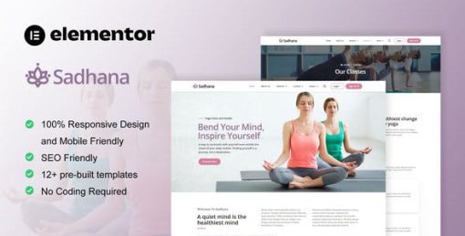 Sadhana – Yoga Teacher & Studio Elementor Template Kit